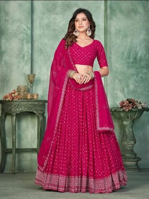 Maroon Floral Lehenga Choli